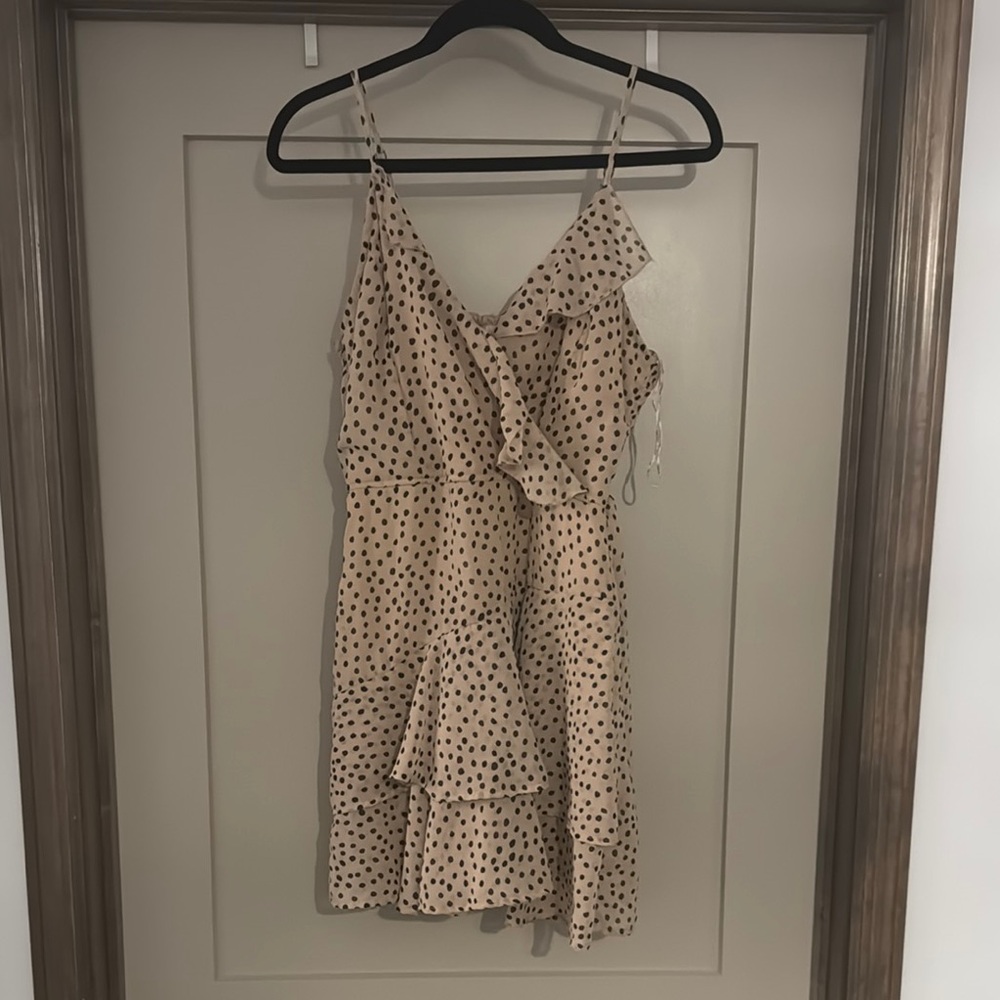 Tan and Brown Asymmetrical Ruffled Sundress romper